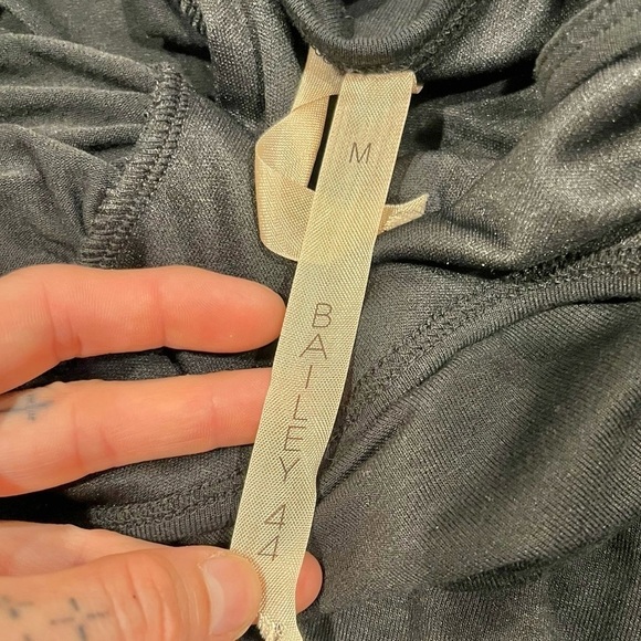 Bailey 44 Black Rouched Short Sleeve Knee Length Dress Spandex Rayon Blend Mediu - Picture 9 of 11